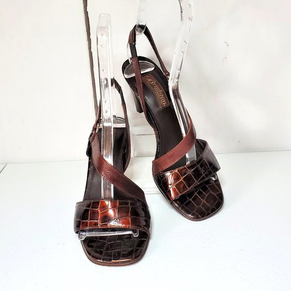 Brighton Shoes - *SOLD* Brighton Rhodes Croc Embossed Leather Sandals 7M